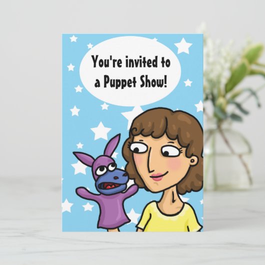 Puppet show Party Invitation Kaart (Staand voorkant)