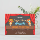 Puppet show party-uitnodiging kaart (Staand voorkant)