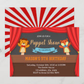 Puppet show party-uitnodiging kaart (Voorkant / Achterkant)