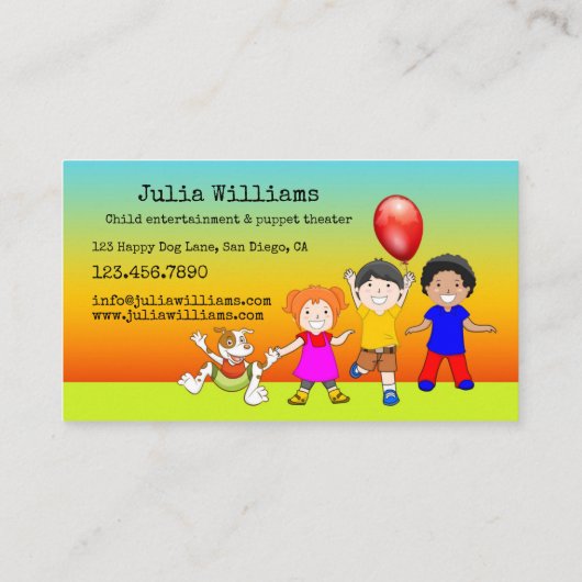 Puppet Theater Child Entertainment Visitekaartje (Achterkant)