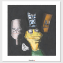 Puppets in the dark ( Erica Crooks puppet art ) Sticker