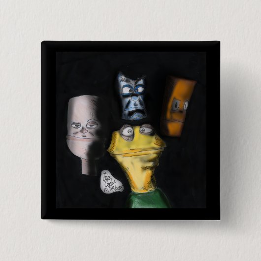 Puppets in the dark ( Erica Crooks puppet art ) Vierkante Button 5,1 Cm (Voorkant)