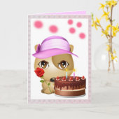 Puppie Birthday Kaart (Gele Bloem)