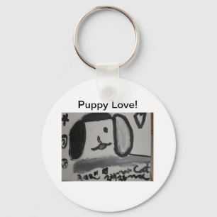 Puppie liefde voor kunst design vrede sleutelhanger