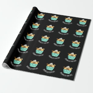 Puppie puppy Cupcake Pun Dark BG Cadeaupapier
