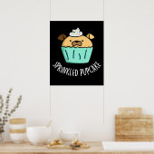 Puppie puppy Cupcake Pun Dark BG Poster (Keuken)