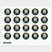 Puppie puppy Cupcake Pun Dark BG Ronde Sticker (Vel)