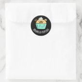 Puppie puppy Cupcake Pun Dark BG Ronde Sticker (Tas)