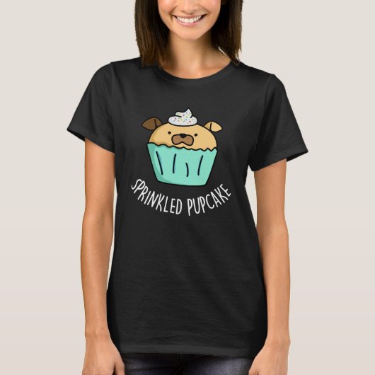 Puppie puppy Cupcake Pun Dark BG T-shirt (Voorkant)