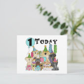 Puppies 1e Verjaardags Bash Tshirts en geschenken Briefkaart (Staand voorkant)