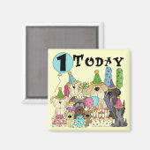 Puppies 1e Verjaardags Bash Tshirts en geschenken Magneet (Voorkant / Achterkant)