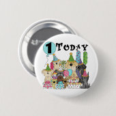 Puppies 1e Verjaardags Bash Tshirts en geschenken Ronde Button 5,7 Cm (Voorkant /achterkant)