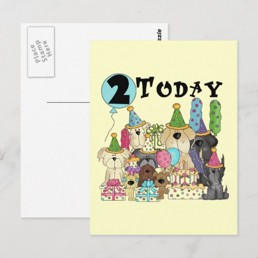 Puppies 2e Verjaardags Bash Tshirts en geschenken Briefkaart (Voorkant / Achterkant)