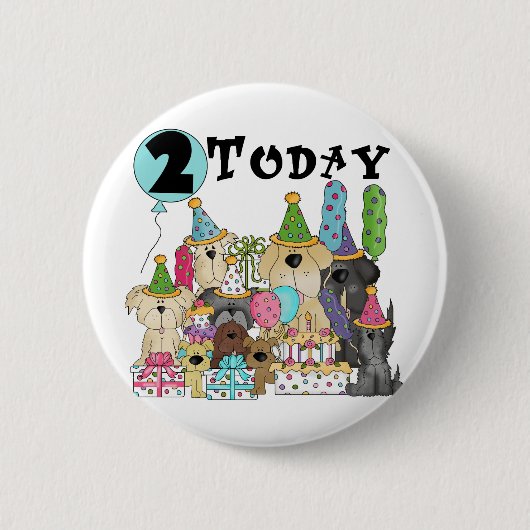 Puppies 2e Verjaardags Bash Tshirts en geschenken Ronde Button 5,7 Cm (Voorkant)