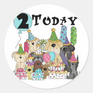 Puppies 2e Verjaardags Bash Tshirts en geschenken Ronde Sticker