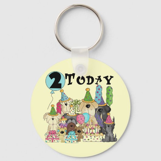 Puppies 2e Verjaardags Bash Tshirts en geschenken Sleutelhanger (Voorkant)