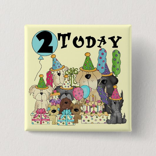 Puppies 2e Verjaardags Bash Tshirts en geschenken Vierkante Button 5,1 Cm (Voorkant)