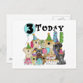 Puppies 3e Verjaardags Bash Tshirts en geschenken Briefkaart (Voorkant / Achterkant)