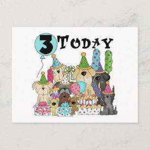 Puppies 3e Verjaardags Bash Tshirts en geschenken Briefkaart