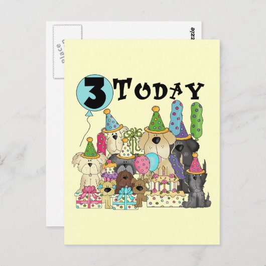 Puppies 3e Verjaardags Bash Tshirts en geschenken Briefkaart (Voorkant / Achterkant)