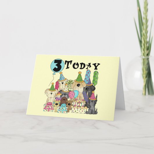 Puppies 3e Verjaardags Bash Tshirts en geschenken Kaart (Voorkant)