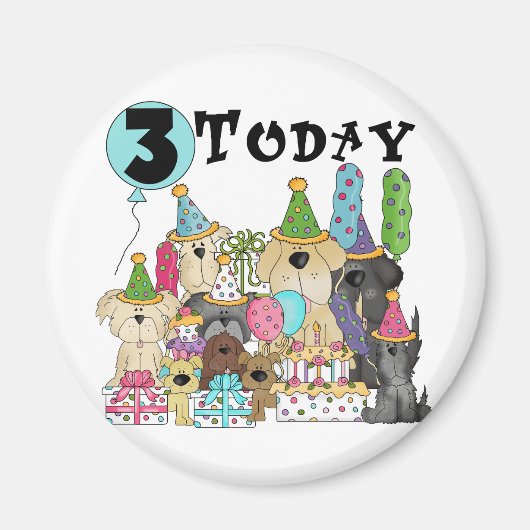 Puppies 3e Verjaardags Bash Tshirts en geschenken Magneet (Voorkant)