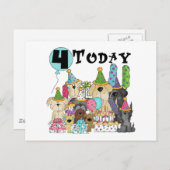 Puppies 4th Birthday Bash Tshirts en geschenken Briefkaart (Voorkant / Achterkant)