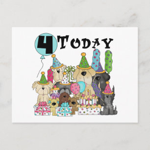 Puppies 4th Birthday Bash Tshirts en geschenken Briefkaart