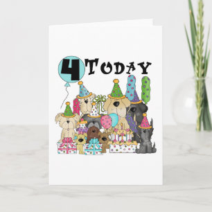 Puppies 4th Birthday Bash Tshirts en geschenken Kaart