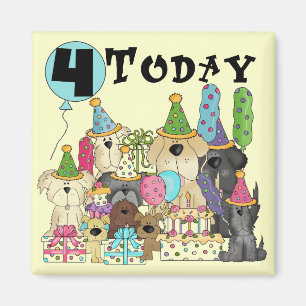 Puppies 4th Birthday Bash Tshirts en geschenken Magneet