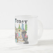 Puppies 4th Birthday Bash Tshirts en geschenken Matglas Koffiemok (Voorkant rechts)