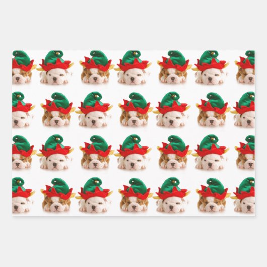 PUPPIES ALS X-MAS GIFT WRAP FLAT SHEET SET INPAKPAPIER VEL (Voorkant)