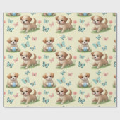 Puppies and Butterflies Pattern Baby Cadeaupapier (Vlak)