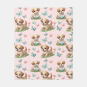 Puppies and Butterflies Pattern Blanket Fleece Deken (Voorkant)