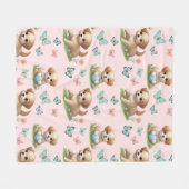 Puppies and Butterflies Pattern Blanket Fleece Deken (Voorkant (Horizontaal))