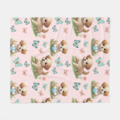 Puppies and Butterflies Pattern Blanket Fleece Deken (Voorkant (Horizontaal))