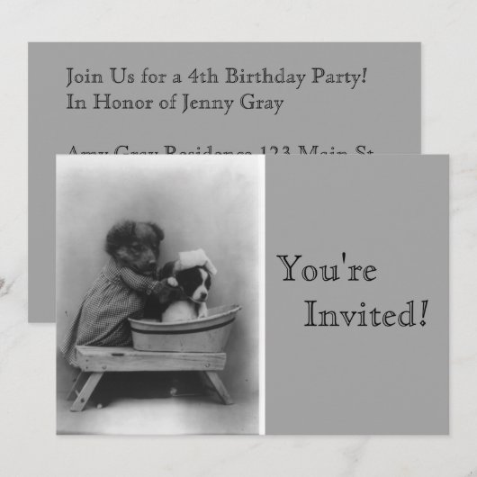  Puppies Bath Birthday Kaart (Voorkant / Achterkant)