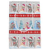 Puppies Cartoons Sneeuwige kerstFeestdagen Medium Cadeauzakje (Voorkant)