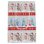 Puppies Cartoons Sneeuwige kerstFeestdagen Medium Cadeauzakje (Achterkant)
