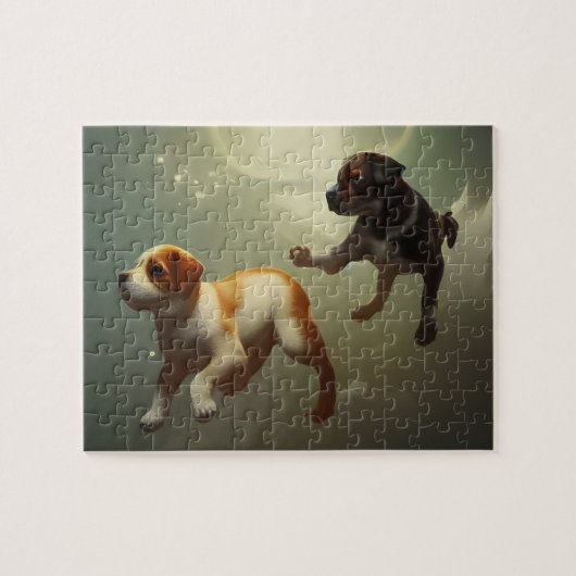 Puppies die in de ruimte lopen puzzel legpuzzel (Horizontaal)