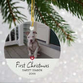 Puppies eerste kerstfoto keramisch ornament
