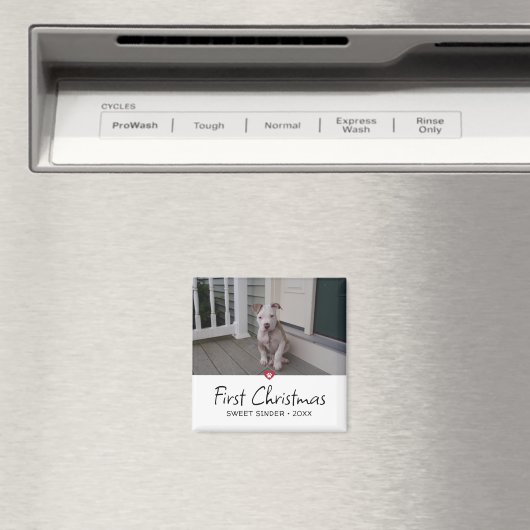 Puppies eerste kerstfoto magneet (Insitu (Vaatwasser))