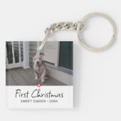 Puppies eerste kerstfoto sleutelhanger (Achterkant)