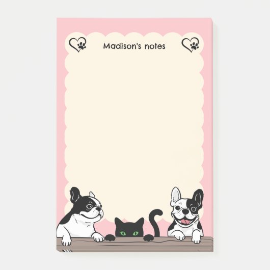 Puppies en Black Cat Post-it® Notes (Voorkant)