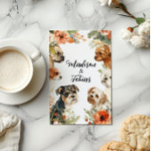 Puppies en bloemen bruiloft kaart