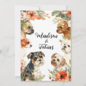 Puppies en bloemen bruiloft kaart (Voorkant)