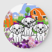 Puppies en bloemen grote klok (Voorkant)