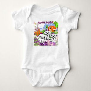 Puppies en bloemen romper
