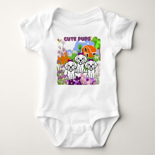Puppies en bloemen romper (Voorkant)