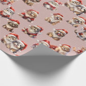 Puppies en Katten in hun kerstmutsen Cadeaupapier (Hoek)